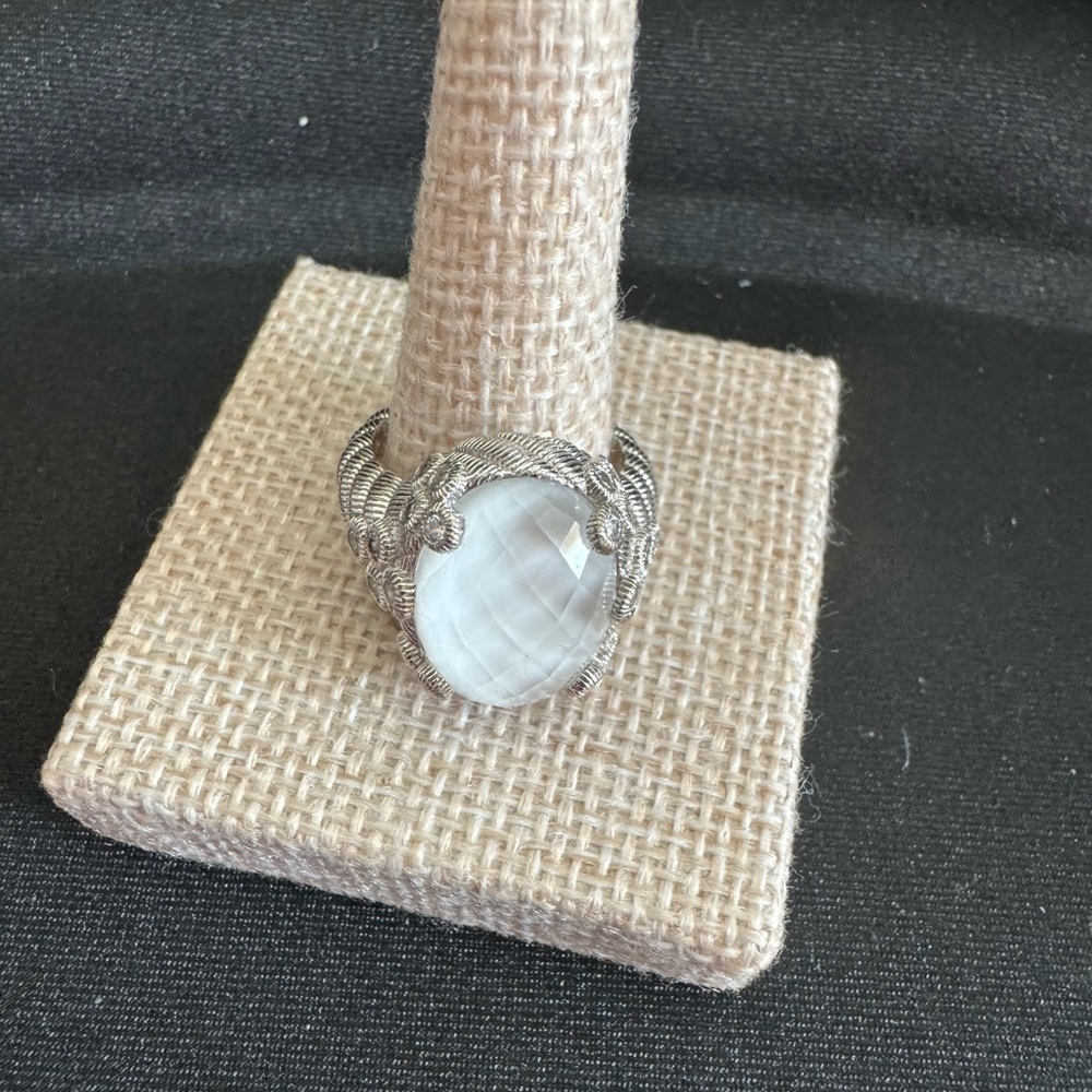 Judith Ripka 925 Silver White Faceted  Cut Quart Ring w/Diamonique CZ stones - Picture 5 of 10